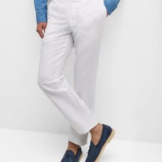 Incotex Chinolino Trousers, Linen and Cotton, White, Men’s Size 38 X 32