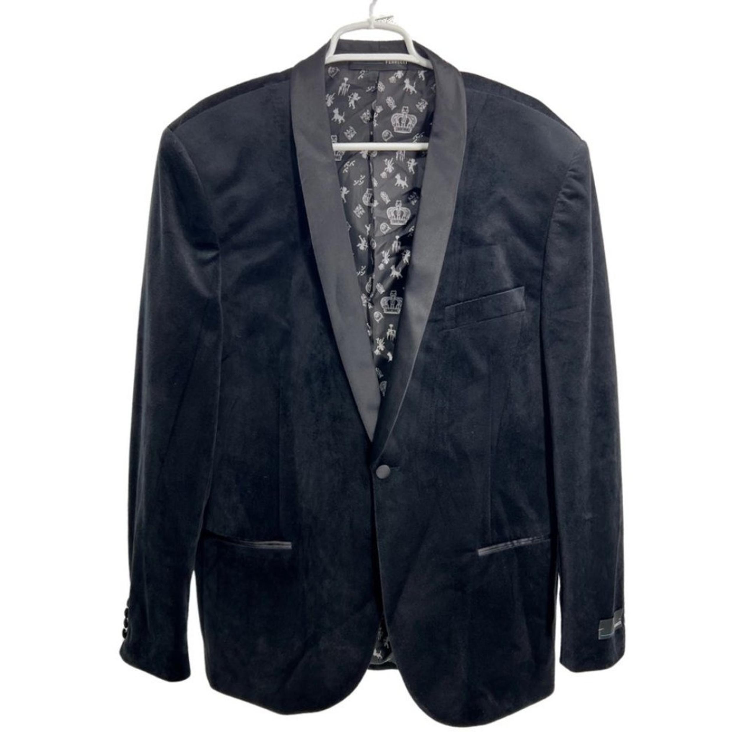 Ferrecci Enzo shawl velvet single button suit jacket blazer 44L formal wedding