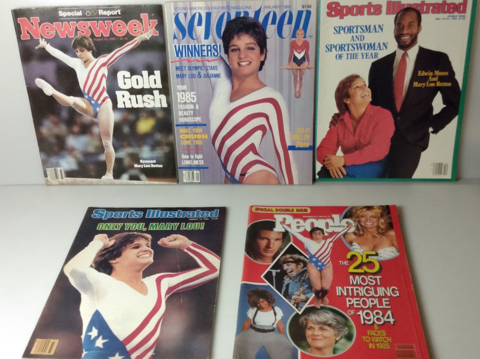 MARY LOU RETTON Lot Of 5 Magazines SEVENTEEN 17 People Sports Illustrated Newswe