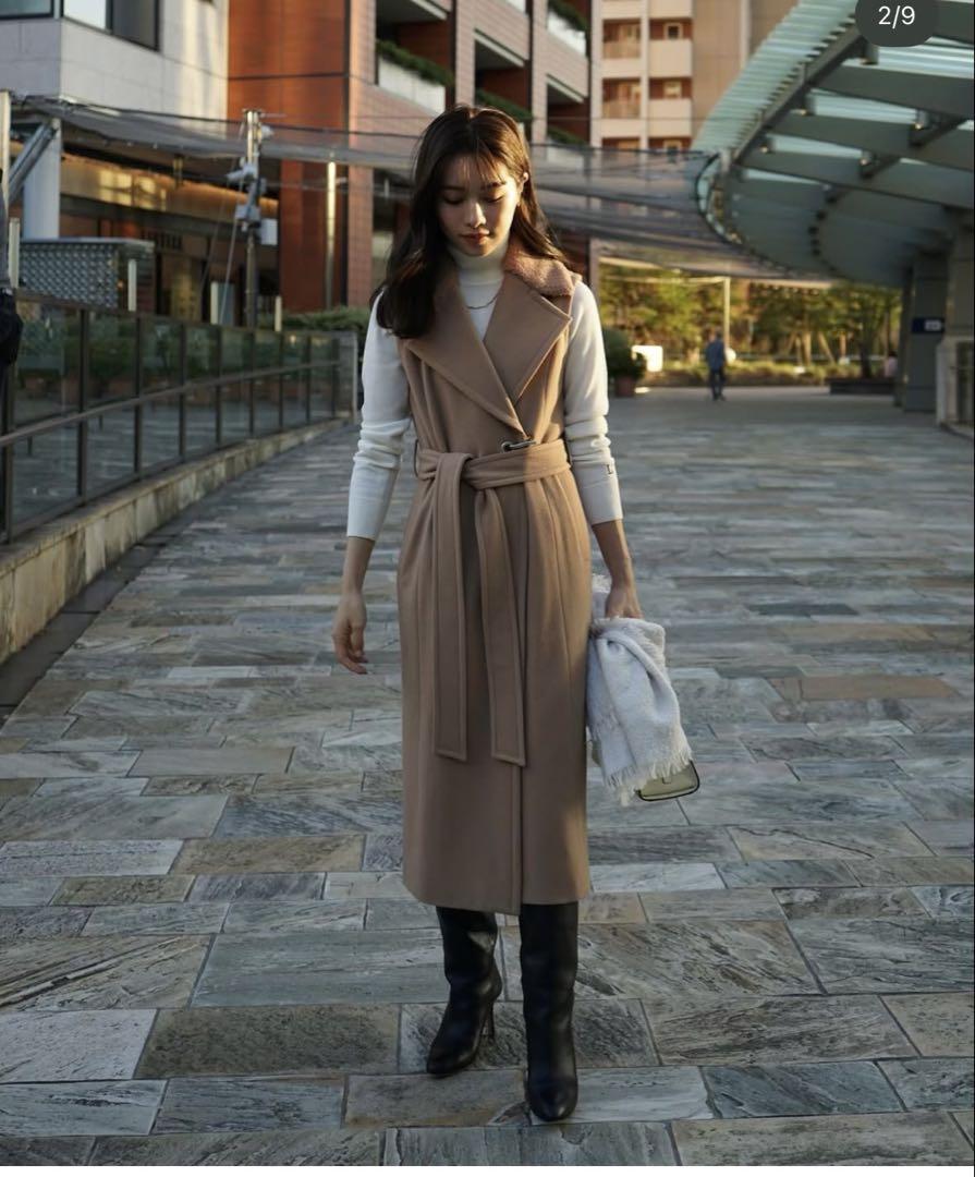 Belted Wool long gilet – L'AUBE BLANC