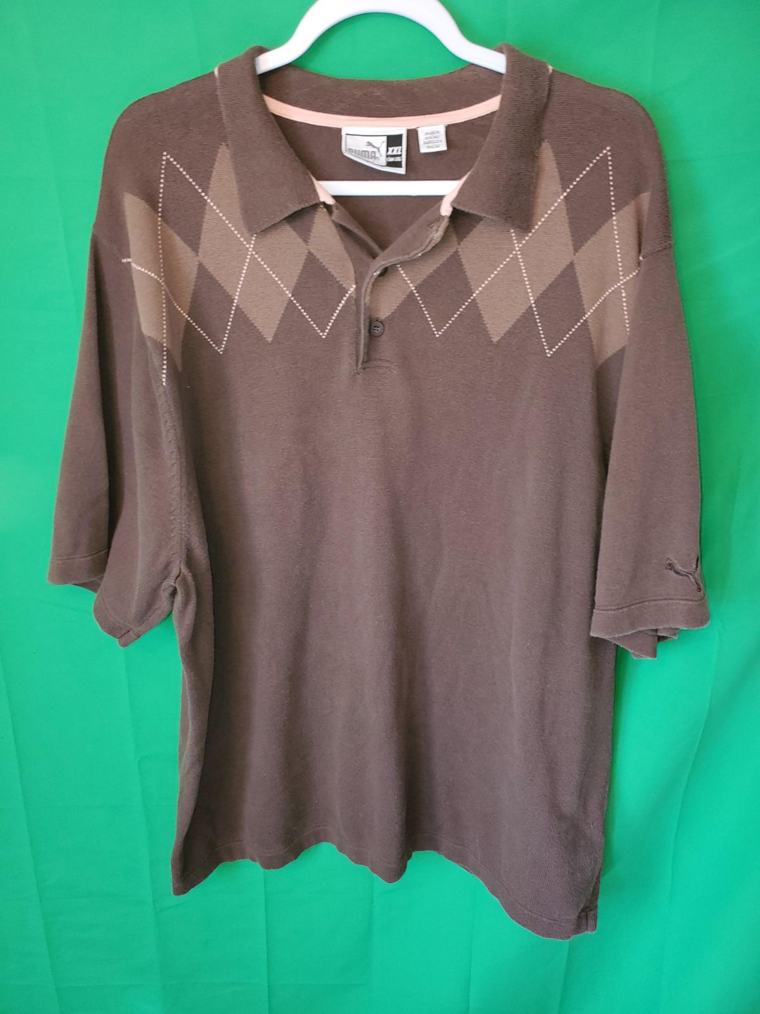 Puma Mens Polo Shirt Sz 2XL  Striped Emb