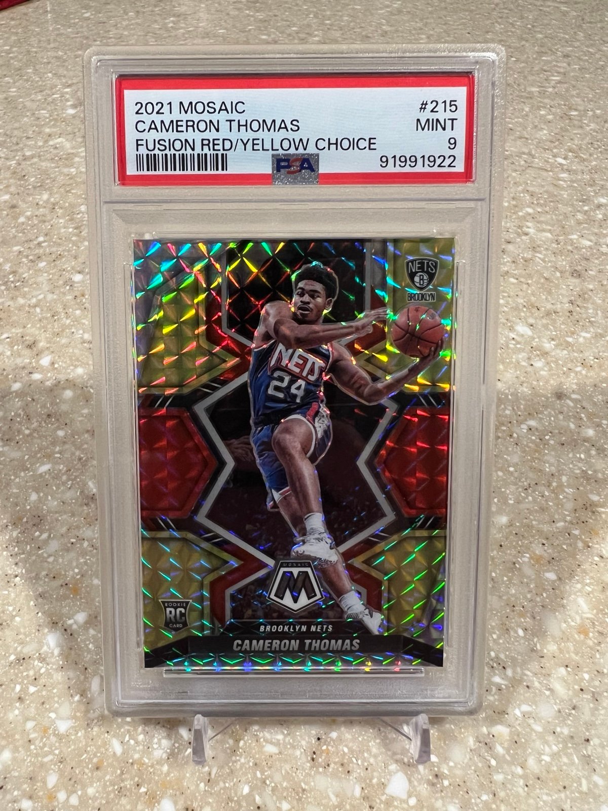 2021 Mosaic Cameron Thomas Rookie RC Fusion Red Yellow Choice /88 #215 PSA 9