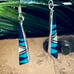 STERLING SILVER INLAY MOP AND LAPIS EARRINGS SIGNEDC& SIGNED ON BACK