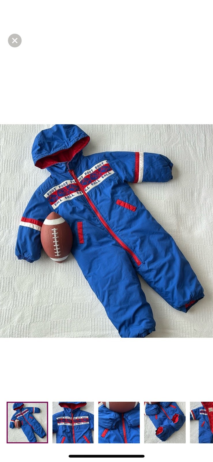 Vintage Football one piece snowsuit Size 24 months