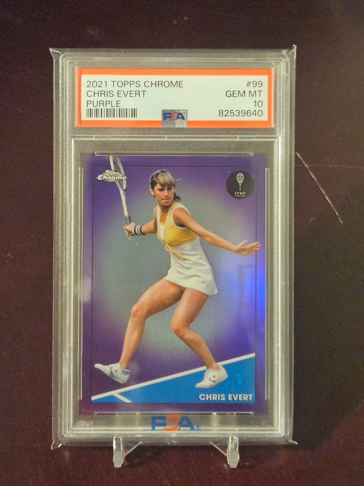 2021 Topps Chrome Tennis Chris Evert Purple /199 Singles PSA 10