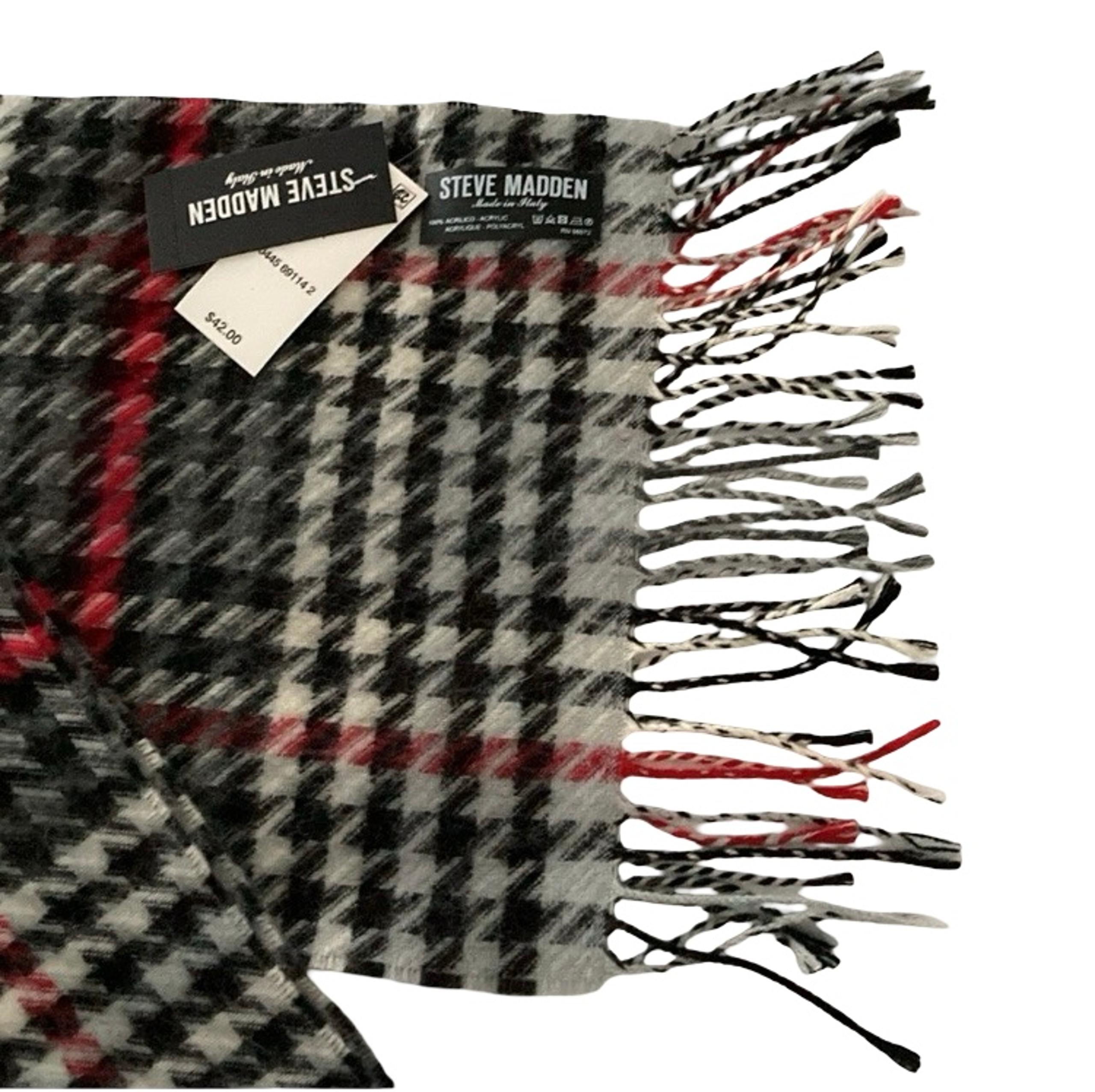 Steve Madden Winter Scarf Wrap Houndstooth Women’s Black Red White New Tags