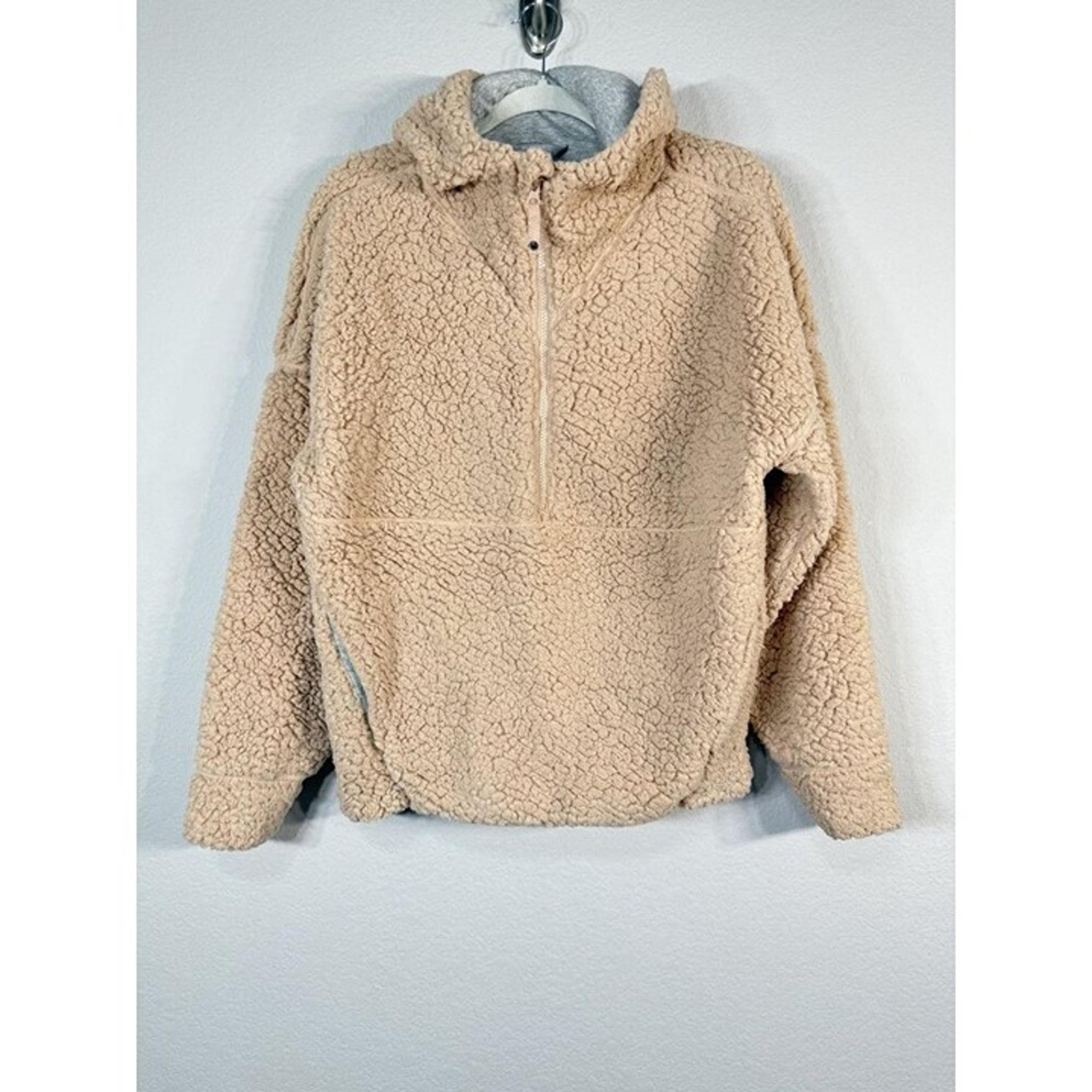 PrAna Women’s M Permafrost Outdoor Hooded Half Zip Sherpa Fleece Jacket Organic