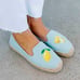 Soludos Chambray Lemon Platform Slip On Loafer Shoes 9