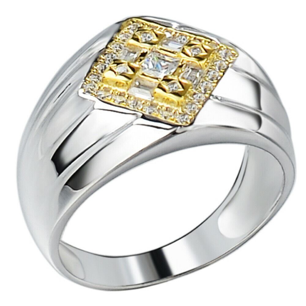 Men's Iced Out 925 Silver Pinky Ring Size 7