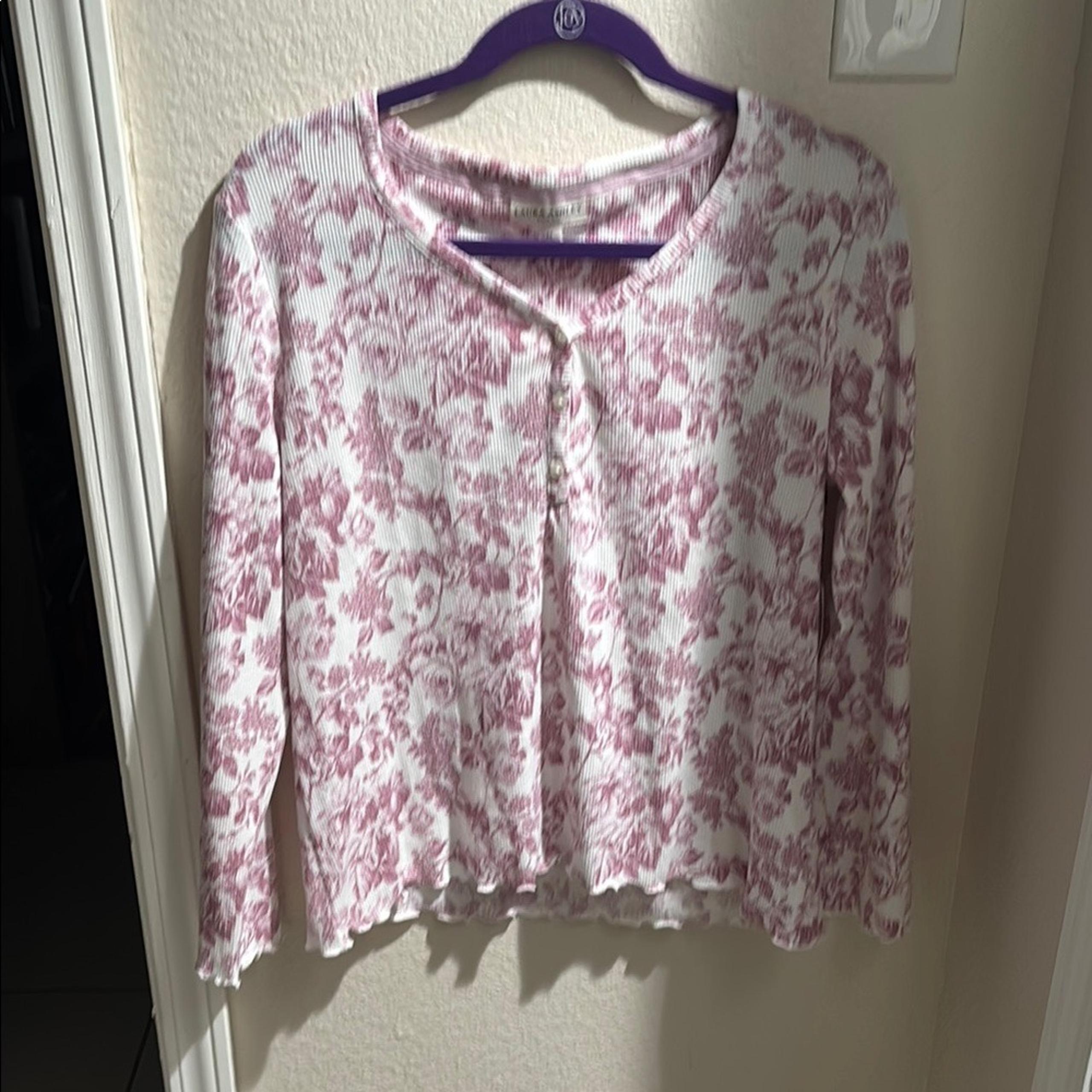 Laura Ashley Pink and White Floral Knit NWT