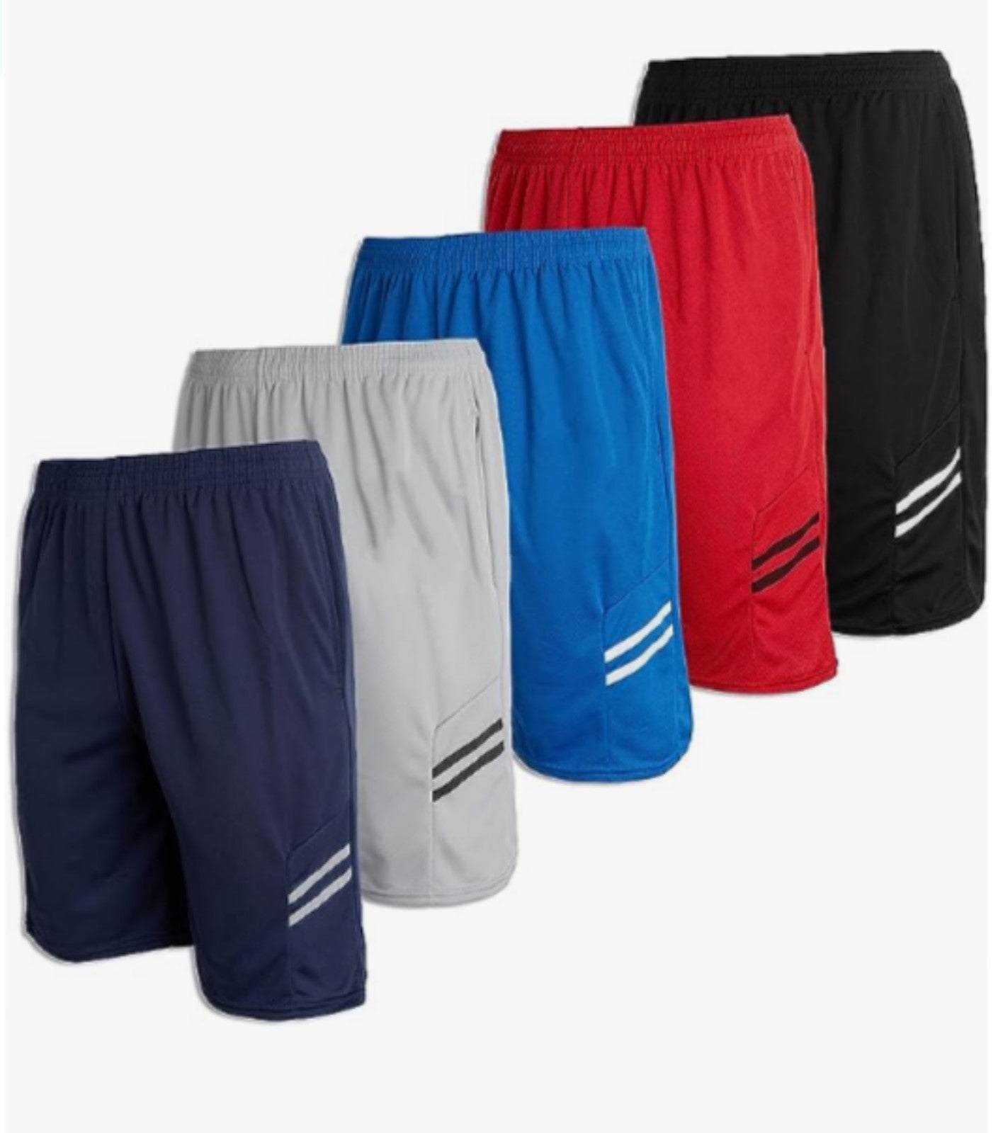 Boys' 5-Pack Mesh Active Athletic Performance Basketball Shorts