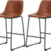 Modern Whiskey Brown Upholstered 26 Inches Counter Height Bar Chair 2 Set