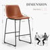 Modern Whiskey Brown Upholstered 26 Inches Counter Height Bar Chair 2 Set