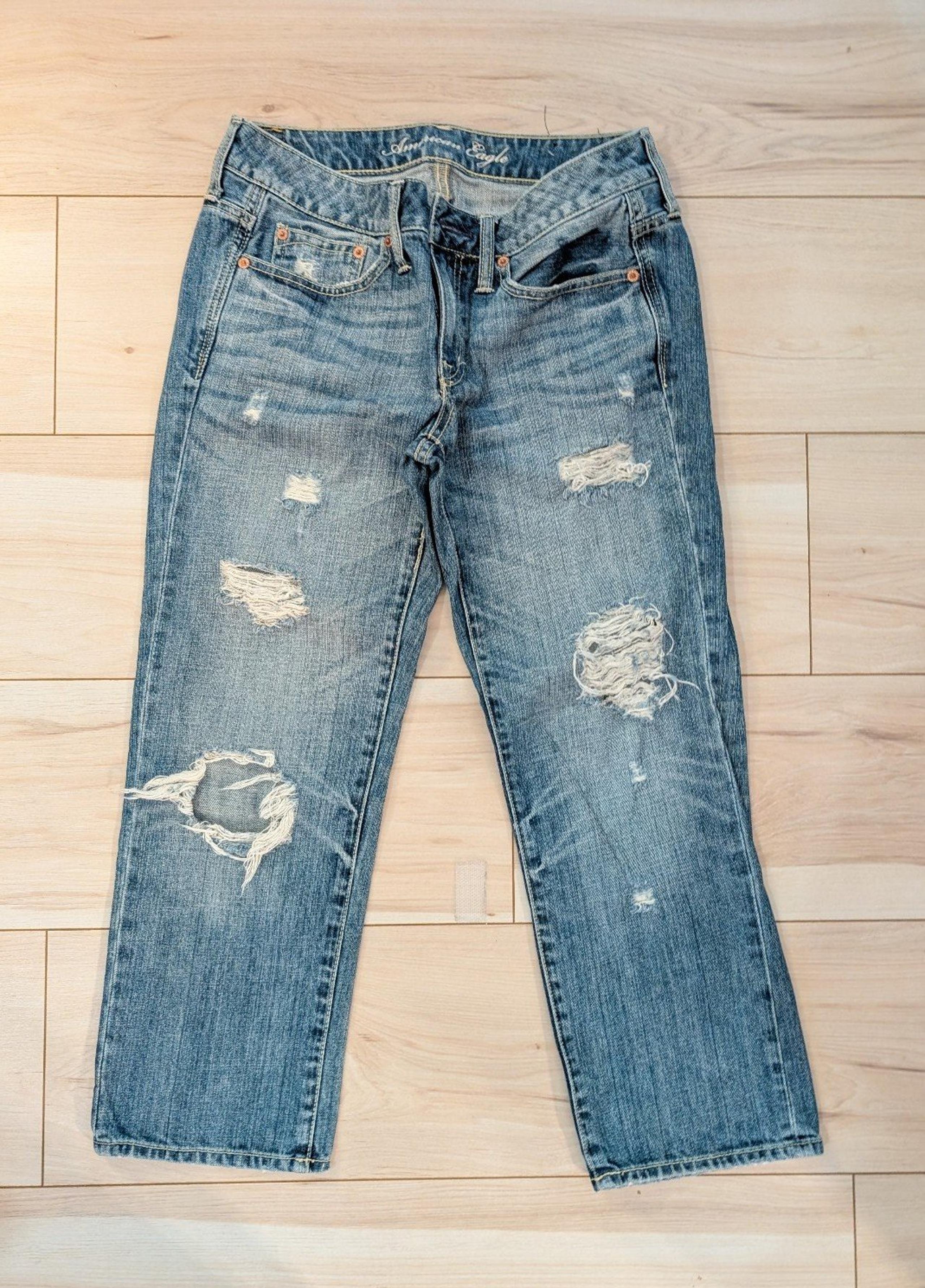 NWOT! *y2k* American Eagle(4), Women's Distressed Straight-Leg Boyfriend Jeans