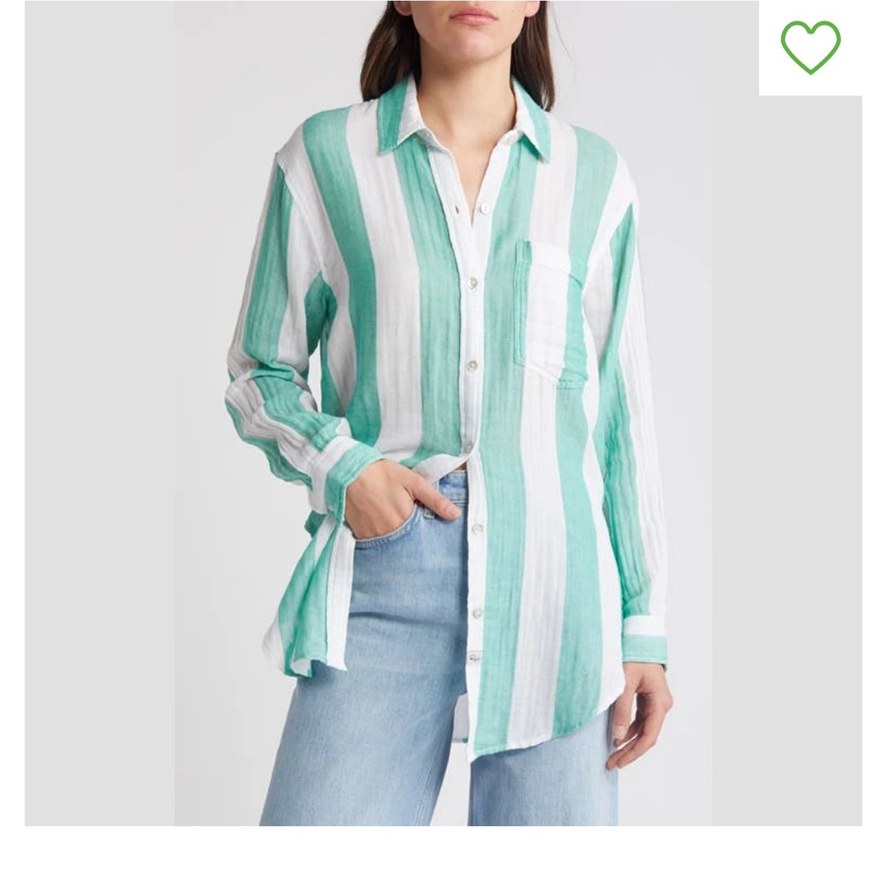 Rails-Jaylin Stripe Cotton Button-Up Shirt Jade size M