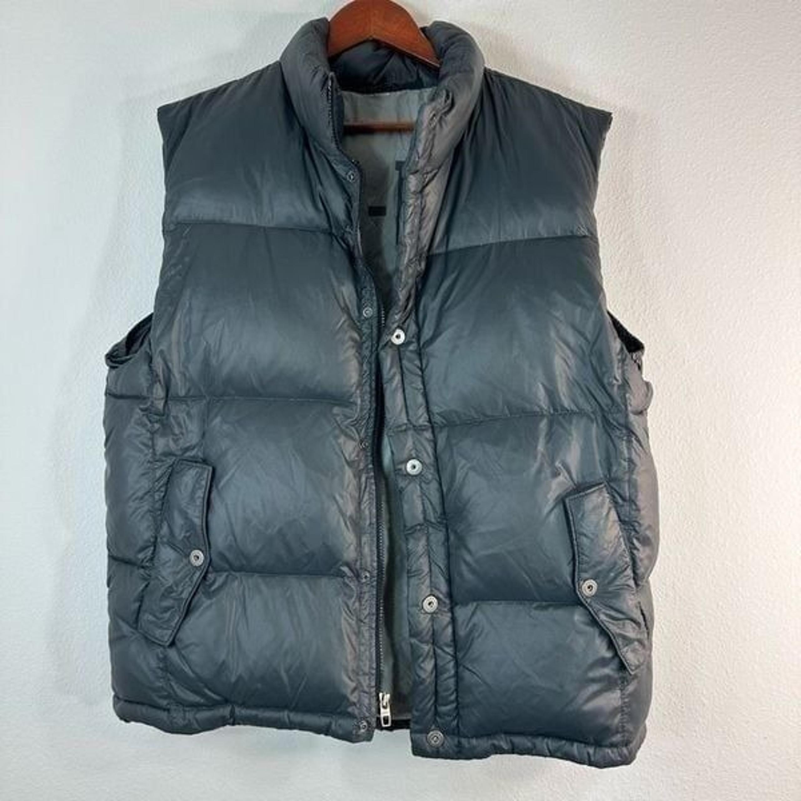 Y2K Gap NY45-18th Down Filled Gray Quilted Puffer Vest Mens Large Streetwear