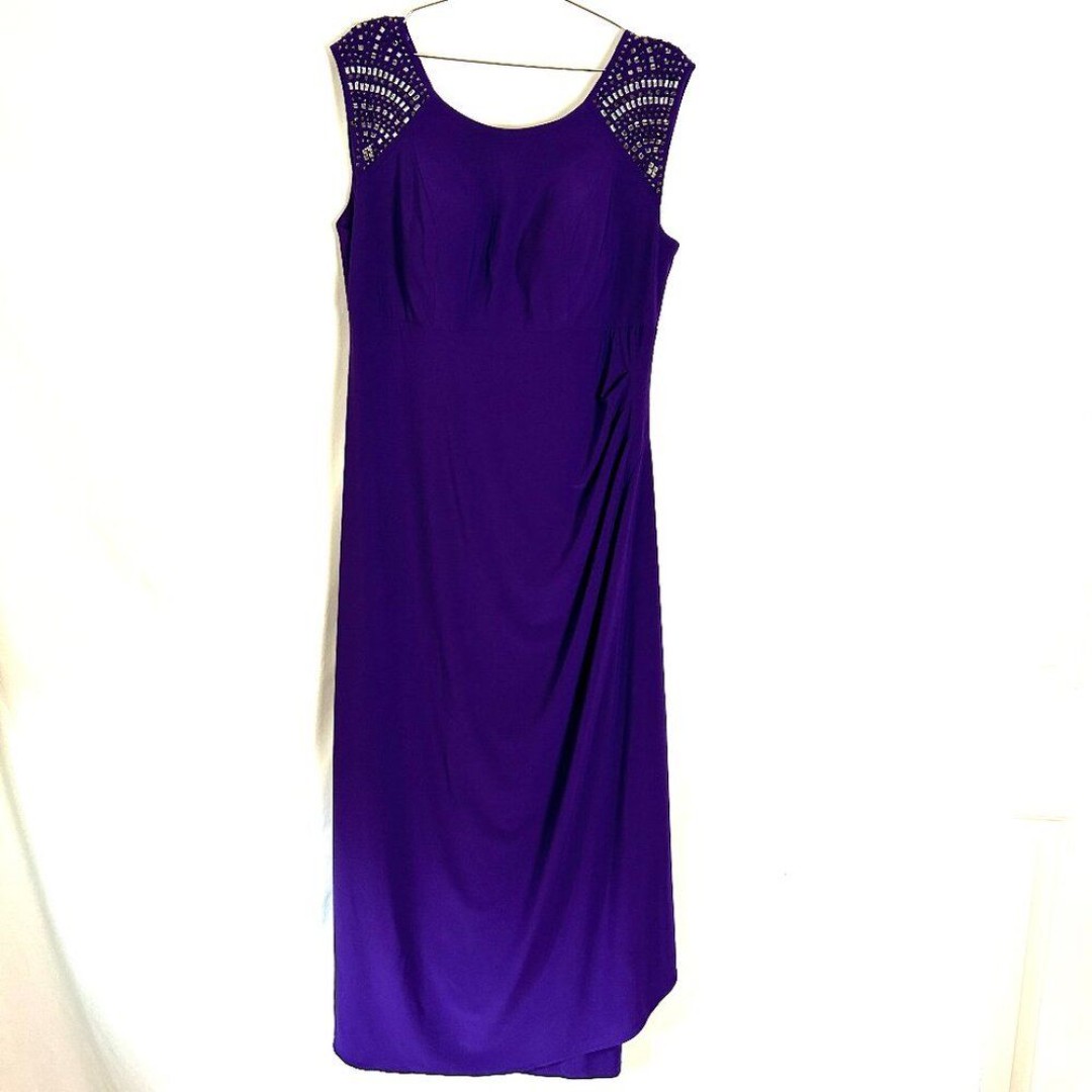 R&M Richards Formal Gown Mirror Bling Maxi Purple XL