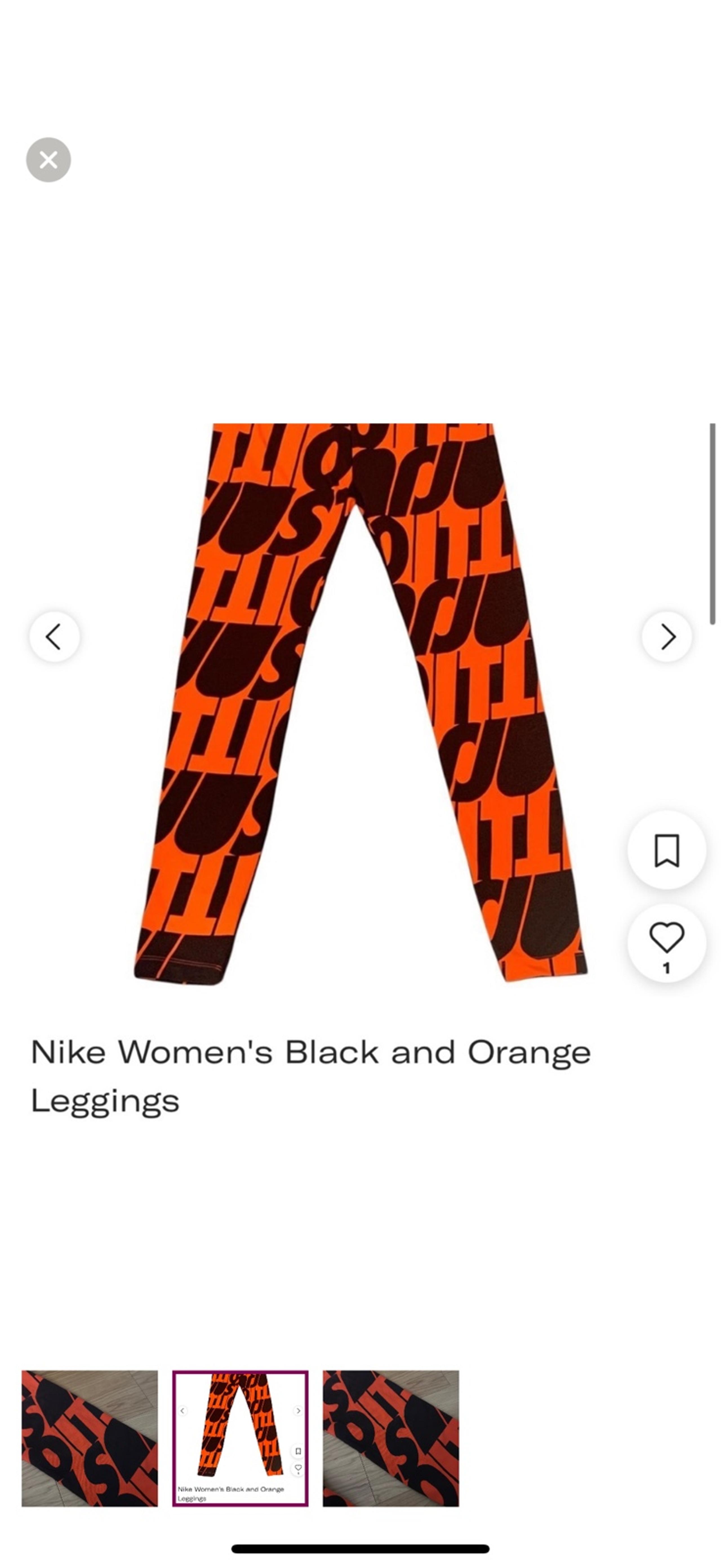 Nike women’s black and orange leggings size M