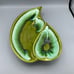 MCM Santa Anita Ware Green Drip Glaze Ceramic Leaf Divided Dish Grannycore