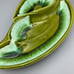 MCM Santa Anita Ware Green Drip Glaze Ceramic Leaf Divided Dish Grannycore