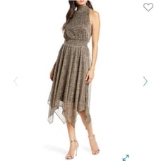 Sam Edelman Leopard Print Sleeveless Handkerchief Midi Dress Size 10