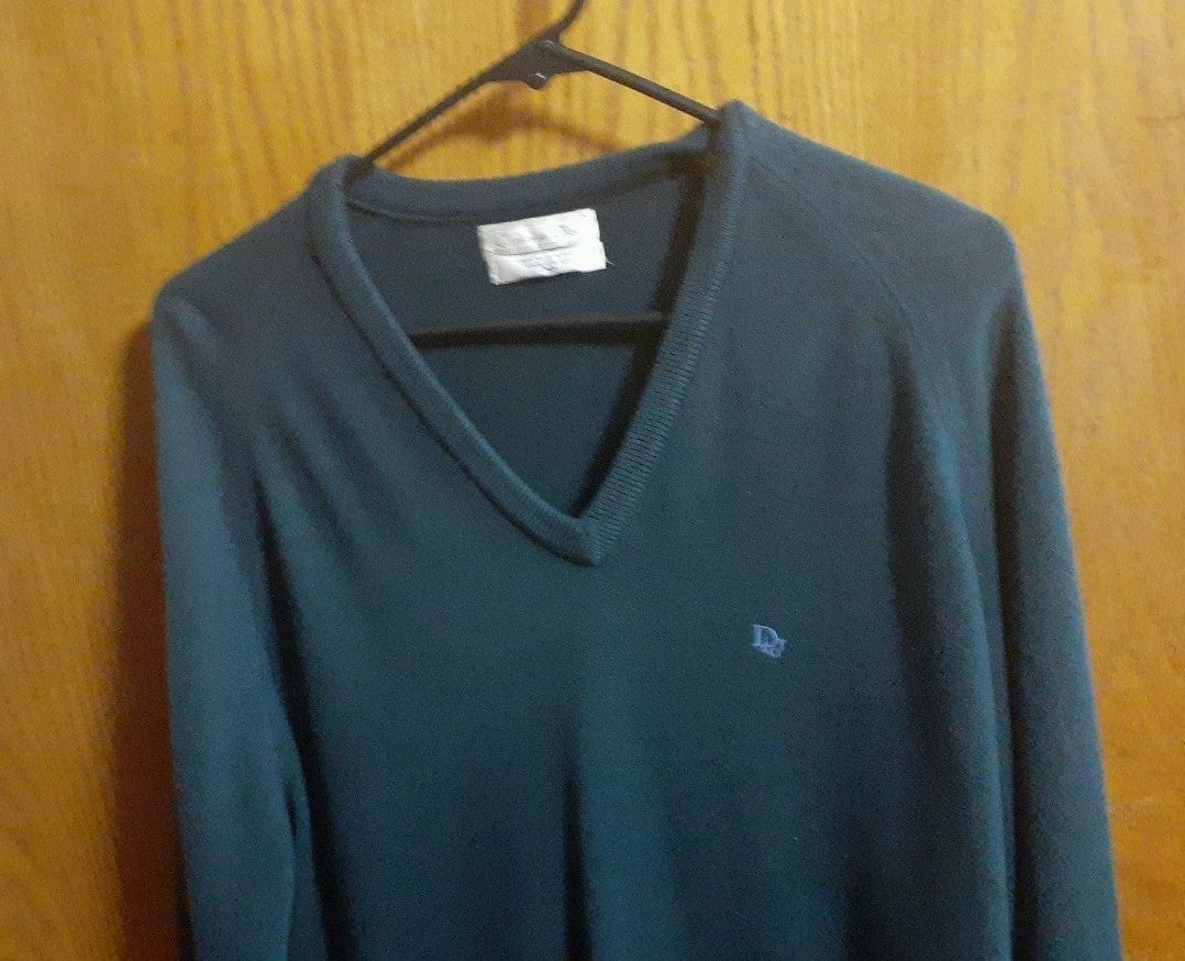 Medium Christian Dior USA Green Vintage Sweater v neck soft Mens