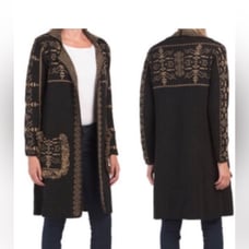 Cocogio made in Italy long open front cardigan Black and Brown Size Large