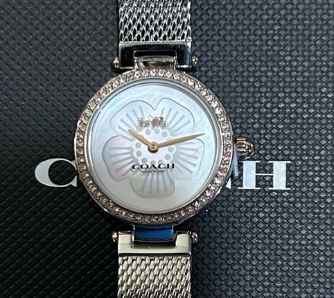 COACH 14503510 PARK WHITE PEARL FLOWER 26mm DIAL & SILVER MESHBRACELET