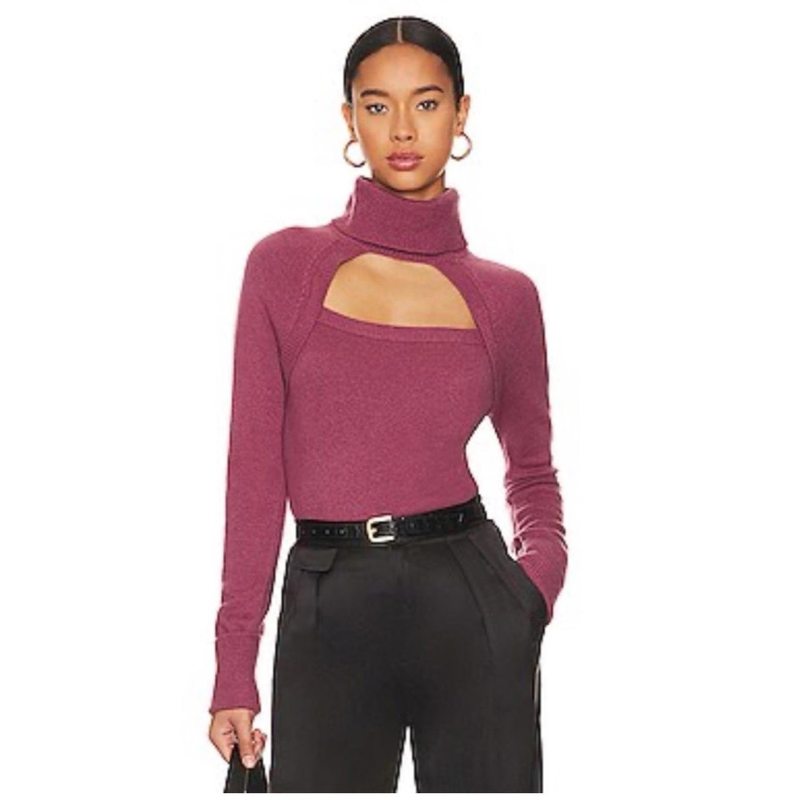 Paige x Revolve Cherise Cut-Out Rollneck Sweater Raspberry Size S NEW w/Tag 249