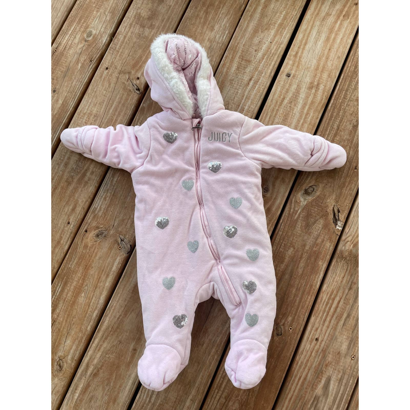 Juicy Couture Baby Girl Pink Winter Overall Size 6-9m