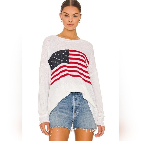 Show Me Your Mumu Woodsy Sweater American Flag Print Size XL