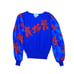 *Vintage Anthony Sicari Poinsettia Floral Knit Sweater Womens Med Blue Red Scarf