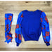 *Vintage Anthony Sicari Poinsettia Floral Knit Sweater Womens Med Blue Red Scarf
