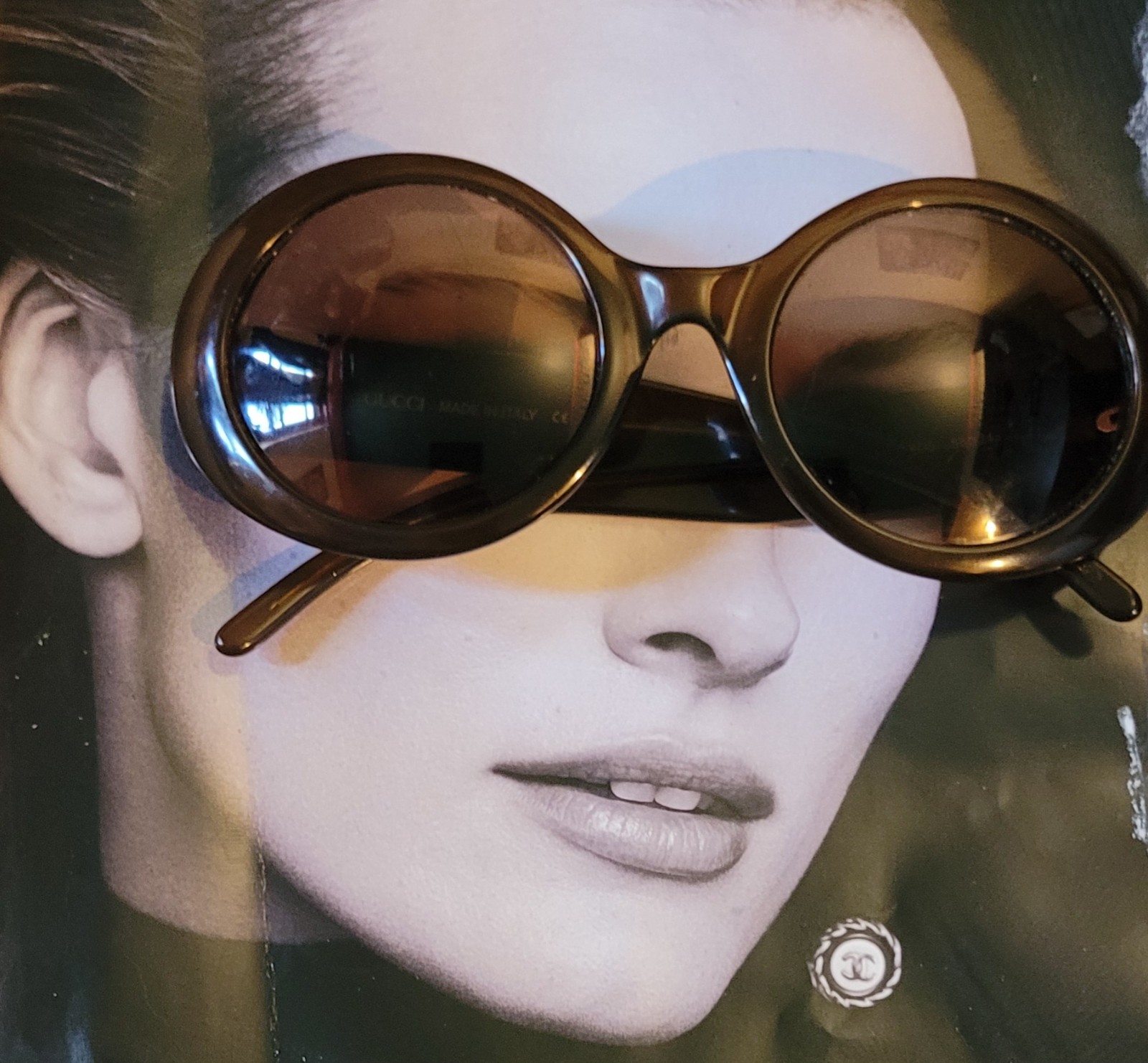 Gucci BROWN/GOLD OVAL OVERSIZED AUTHENTIC VINTAGE SUNGLASSES