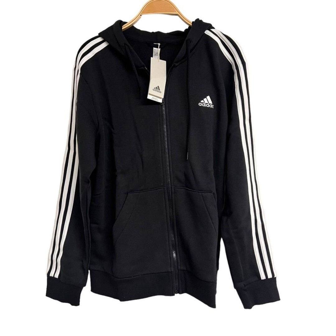 New Women’s Adidas Essential 3 Stripe Zip Up Hoodie Sweatshirt