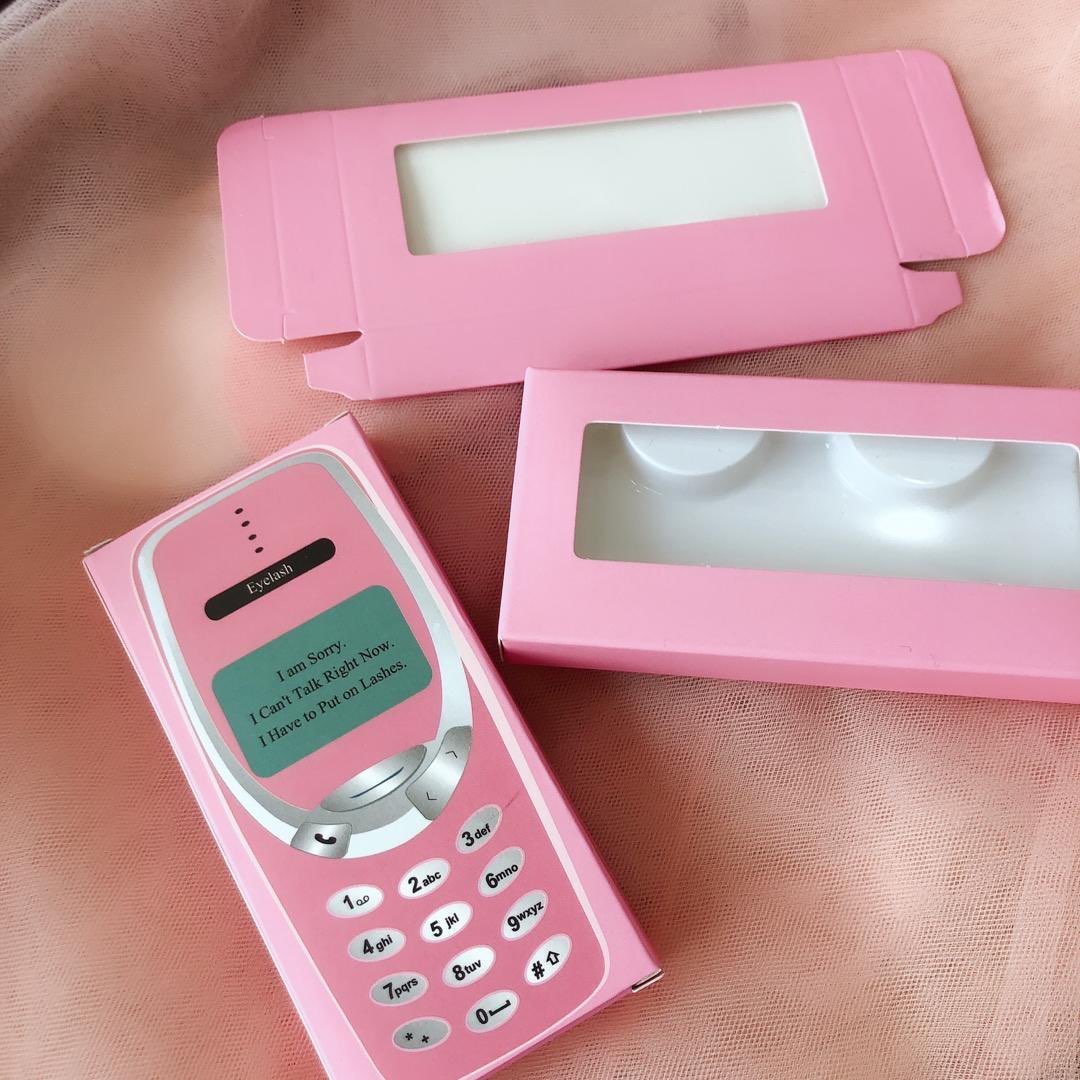 50 boxes eyelashes pink phone boxes w/ t