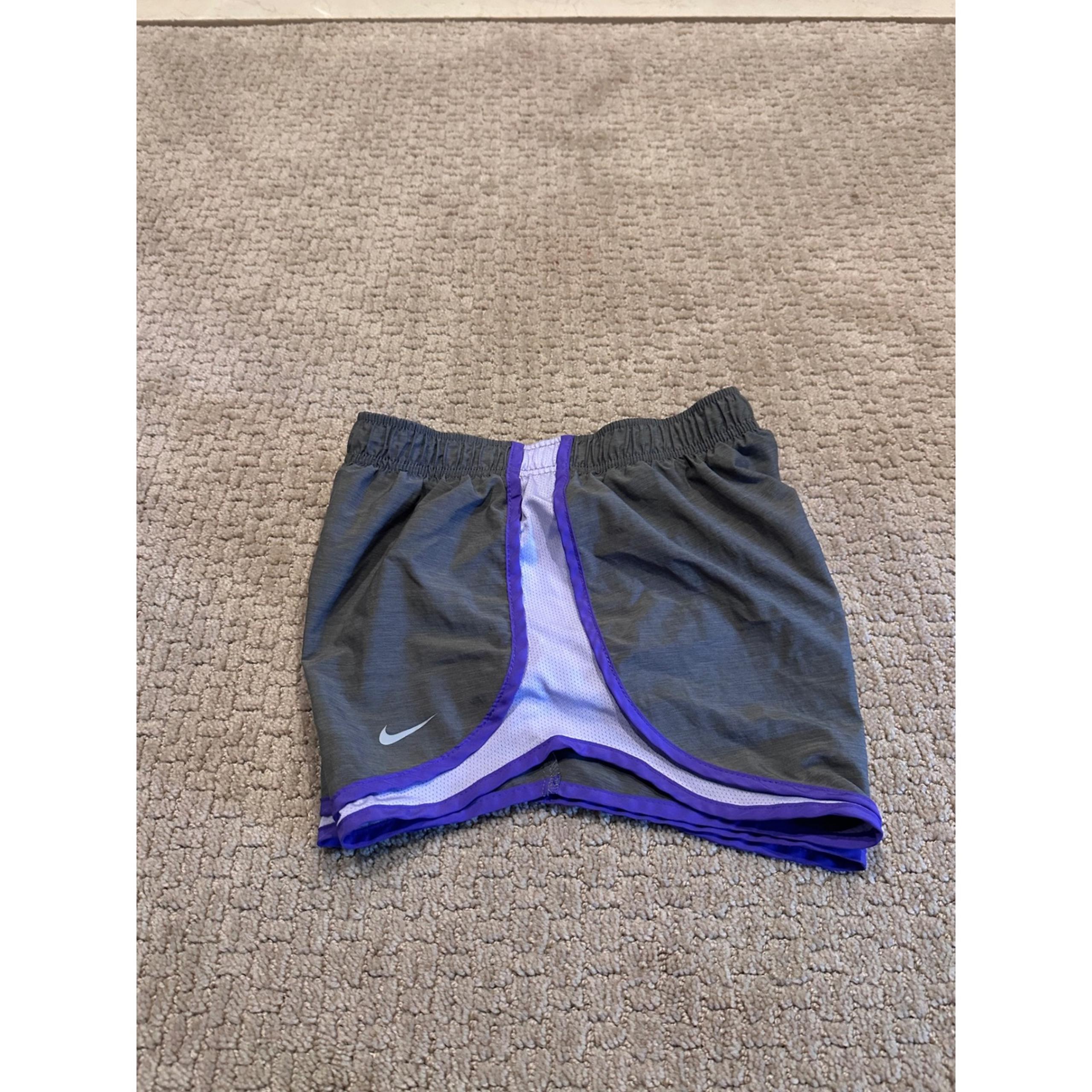 Women's Nike Running Shorts Dri-FIT Athletic Purple Trim Gray Activewear Small