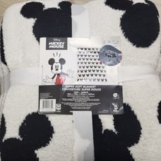 DISNEY MICKEY MOUSE SUPER SOFT White & Black Twin Blanket