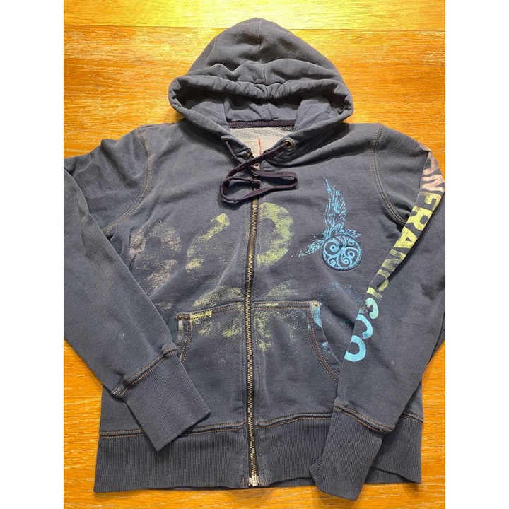 Gap Hoodie Jacket San Francisco Graphic Mens Size M Cotton Blend Blue