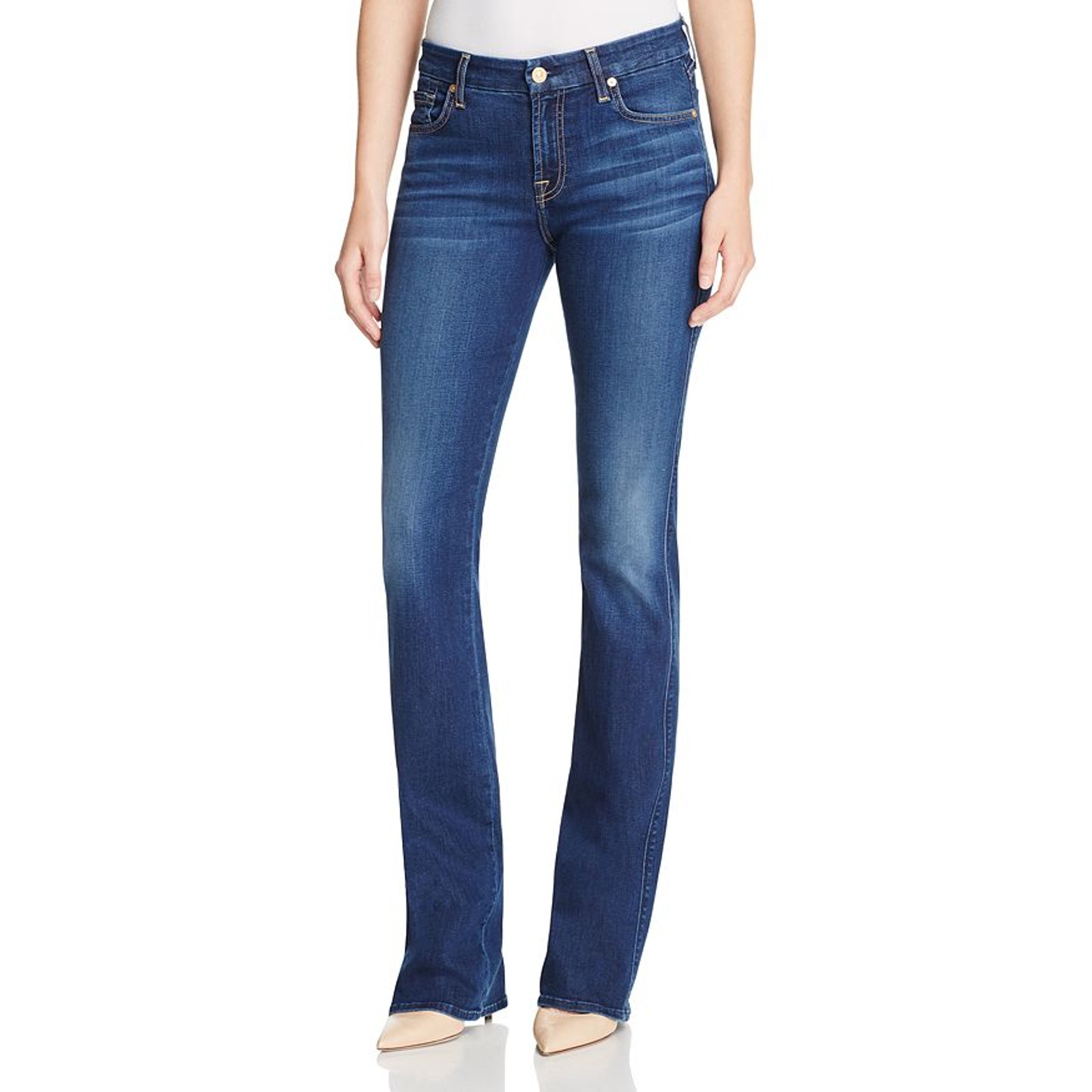 7 for All Mankind Kimmie Jeans Blue Low Waist Zip Fly Bootcut Leg Sz 28