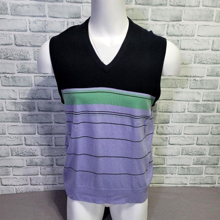 Vintage 80s 90s La Mode Mens M Cashmerlon Acrylic Golf Preppy Sweater Vest