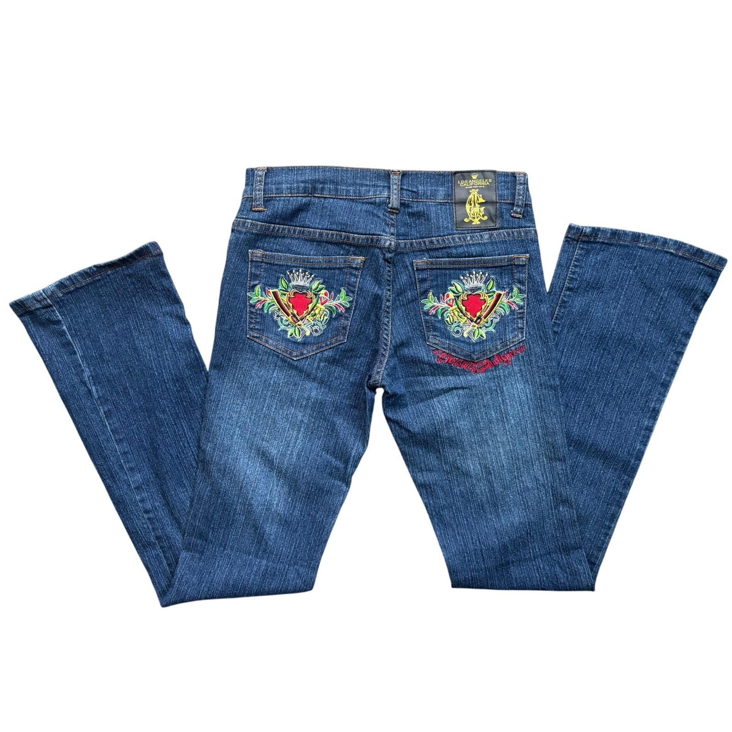 Christian Audigier Los Angeles Bootcut Denim Jeans Womens 5/6 Stretch