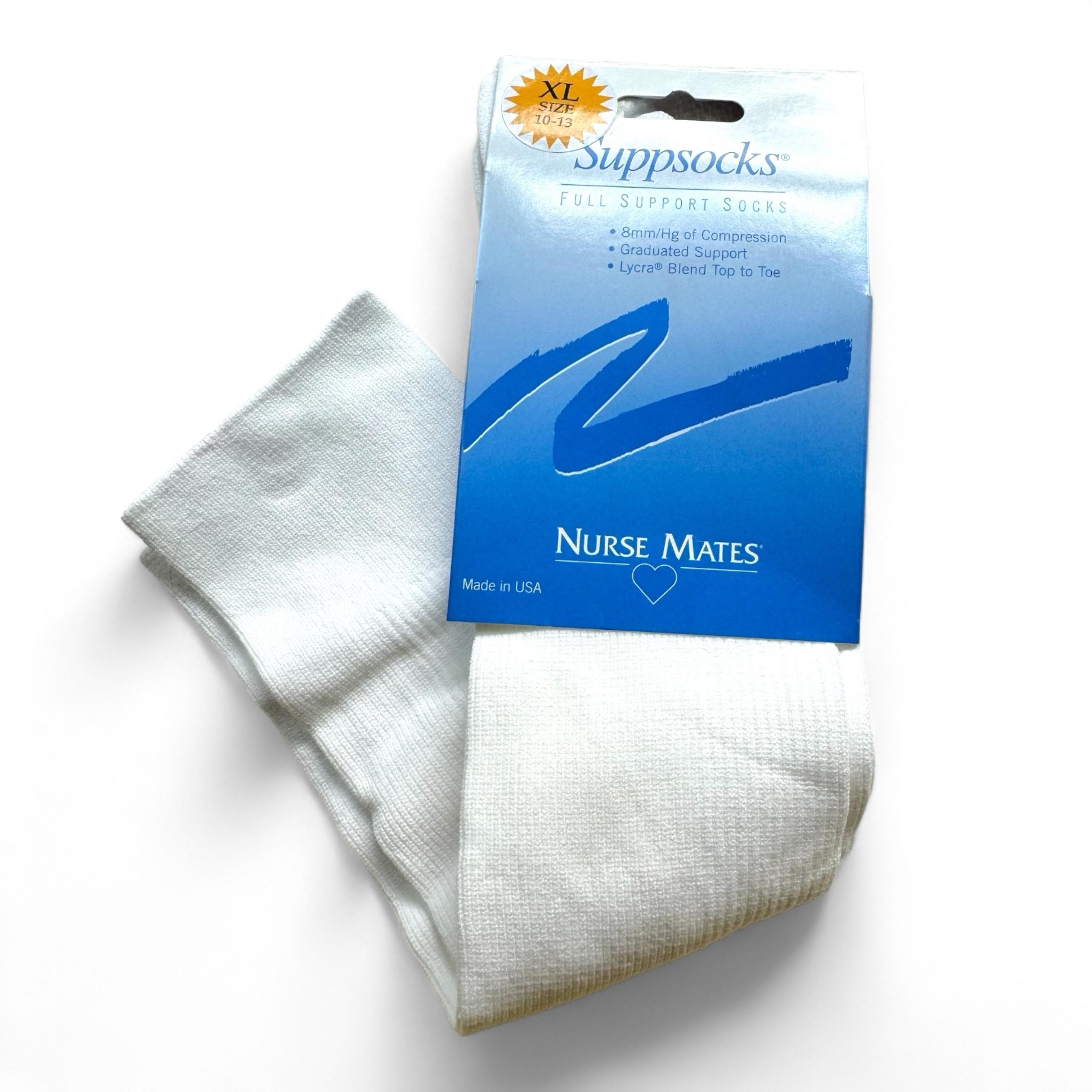 Nurse Mates Full Support Socks White Womens Size XL (10-13) 1 Pair NEW