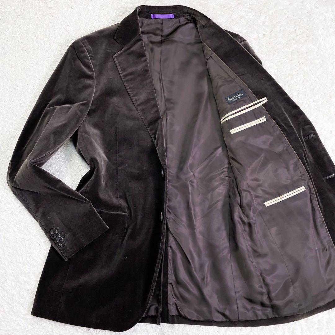 【Excellent Condition】 Paul Smith Collection Single Velour Brown with Piping Lining L Size