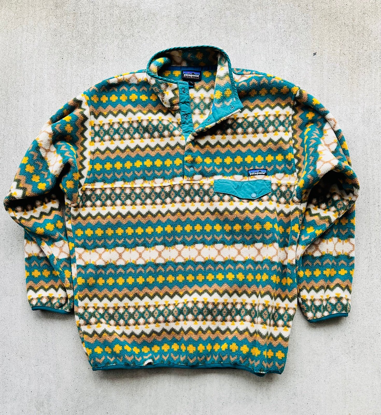Vintage Patagonia Synchilla Fleece Large Men Aztec Southwestern All Over Print