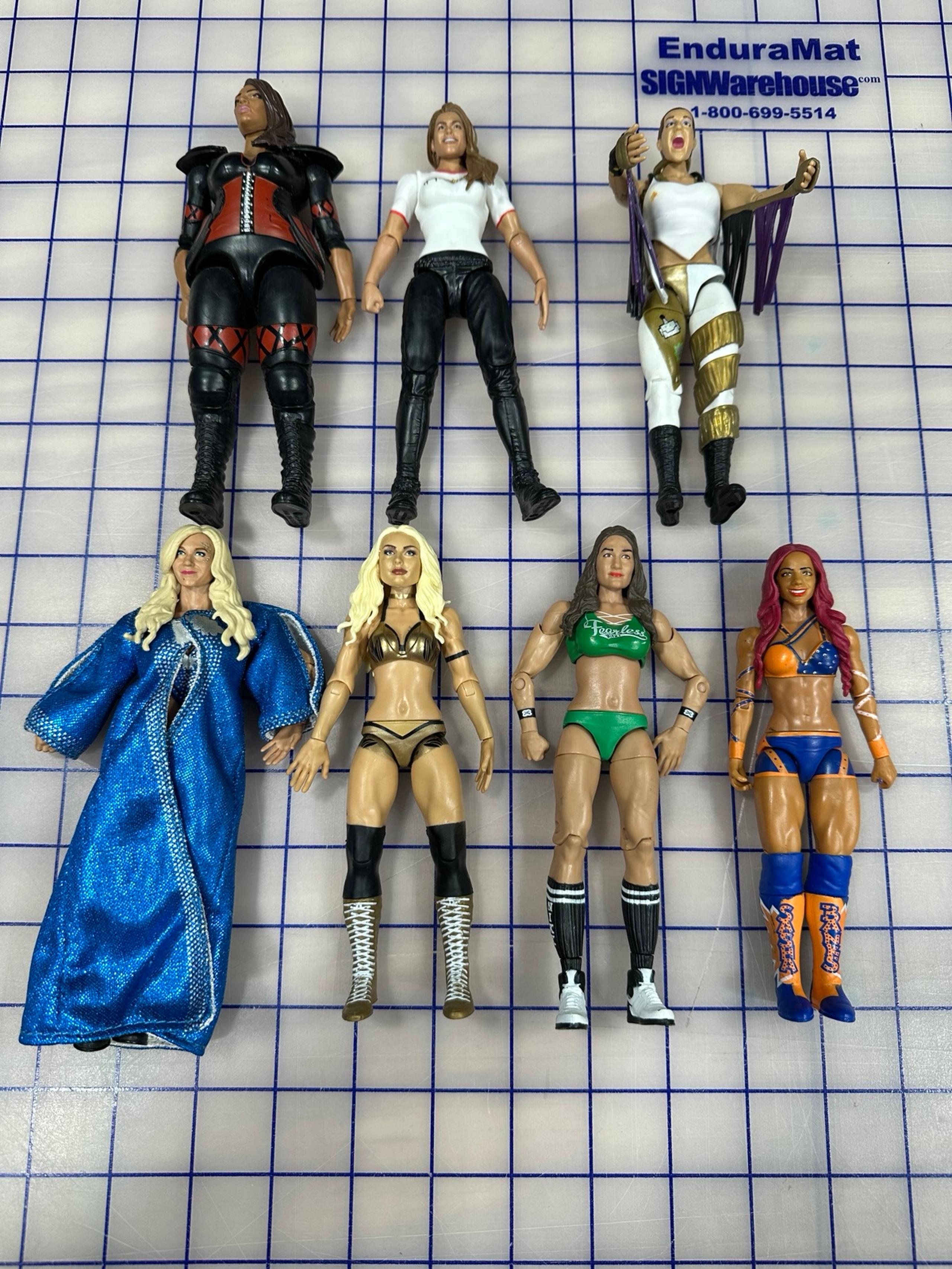 Mattel Diva Elite Wrestling Action Figure Lot of 7 Flair Bayley Rousey Nia - WWE