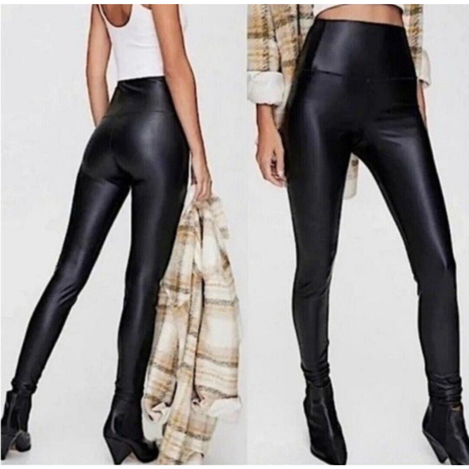 Aritzia Wilfred Free Daria Faux Leather Leggings Size Medium Black High Rise