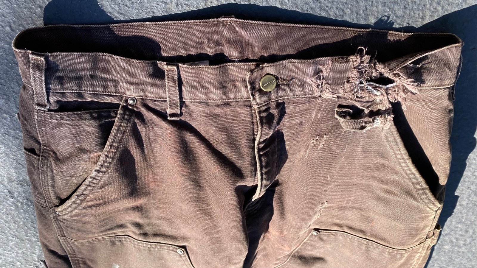 90s Carhartt Brown Quilt Zipper Leg Pants 34" x 28" - detail