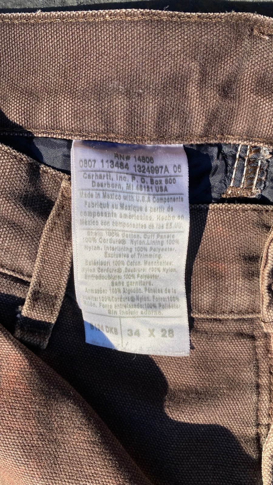 90s Carhartt Brown Quilt Zipper Leg Pants 34" x 28" - detail