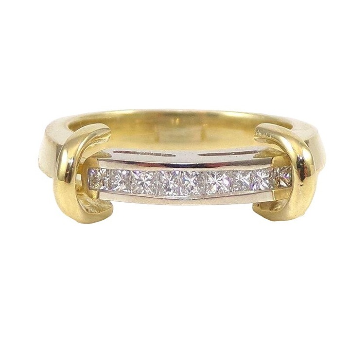Solid 18K Yellow Gold Heavy 0.25TCW Natural Diamond Princess Cut Ring Size 5.5